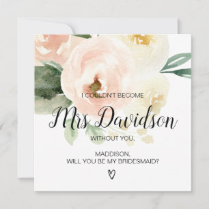 Tarjeta Floral Rosa Serás Mi Petición De La Novia