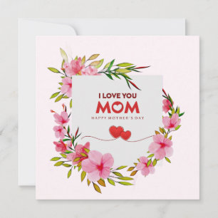 Tarjeta Floral Rosa "Te Amo Mamá" Feliz Día de las Madres