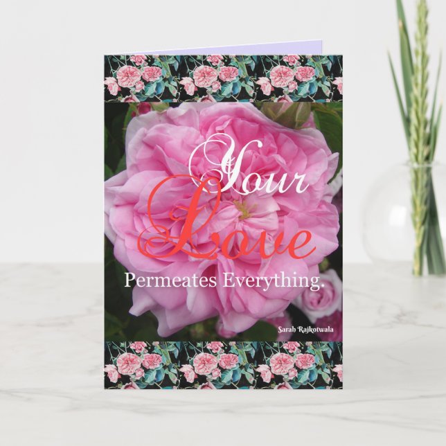 Tarjeta Floral rosa tu carta de citas de amor permea (Anverso)