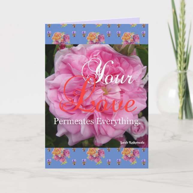 Tarjeta Floral rosa tu carta de citas de amor permea (Anverso)