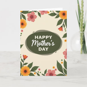 Tarjeta floral rosa y dorada