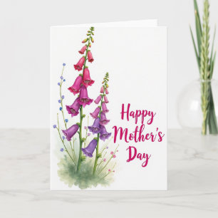 Tarjeta floral rosa y púrpura