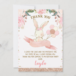 Tarjeta Floral Rosa y Rosa Conejo de Oro