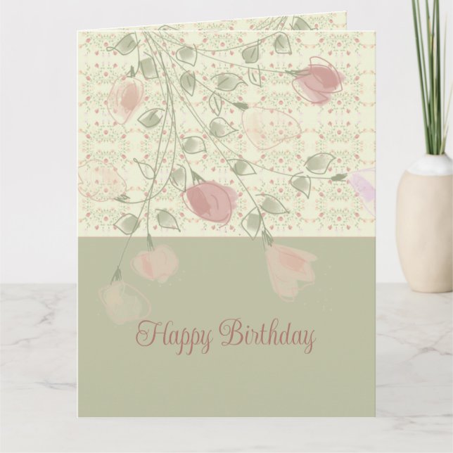 Tarjeta Floral rosada (Anverso)