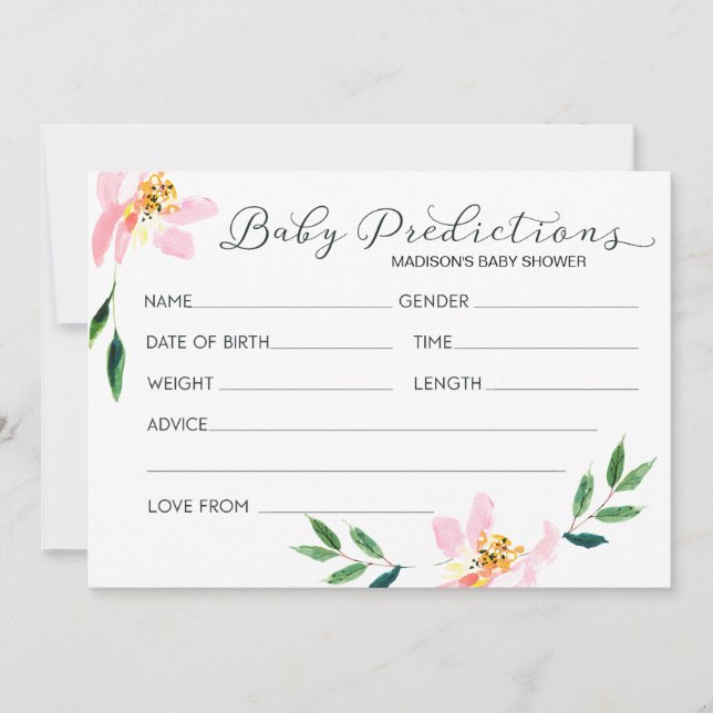 Tarjeta floral rosada de Baby Shower de las (Anverso)