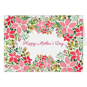 Tarjeta floral rosada de la frontera