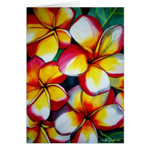 Tarjeta floral rosada Frangipani por Sacha Grossel