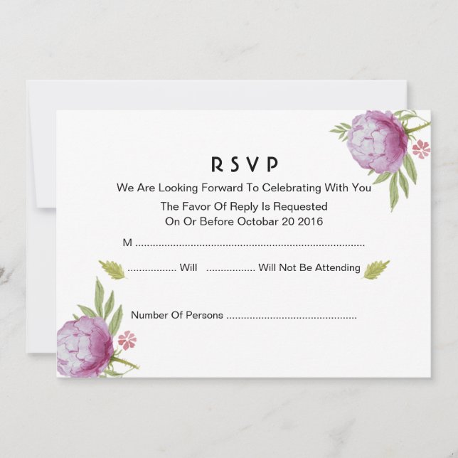 Tarjeta Floral RSVP (Anverso)