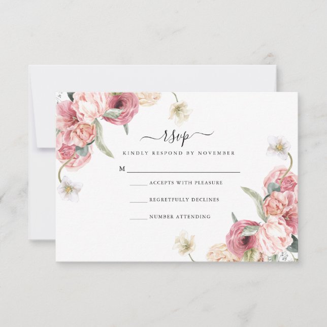 Tarjeta Floral RSVP | Annabeth (Anverso)