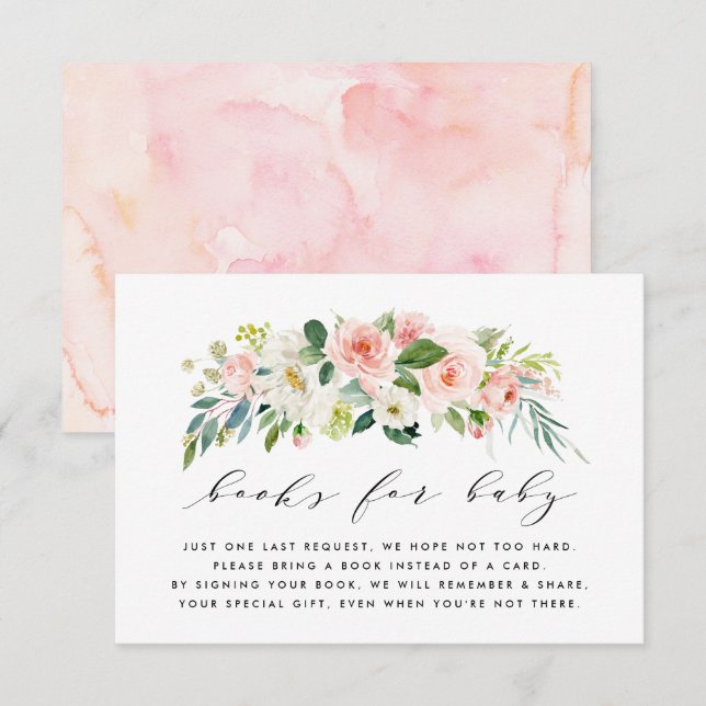 Tarjeta Floral Rubor para bebé (Anverso / Reverso)