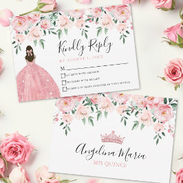 Tarjeta Floral Rubor rosa Quinceanera RSVP