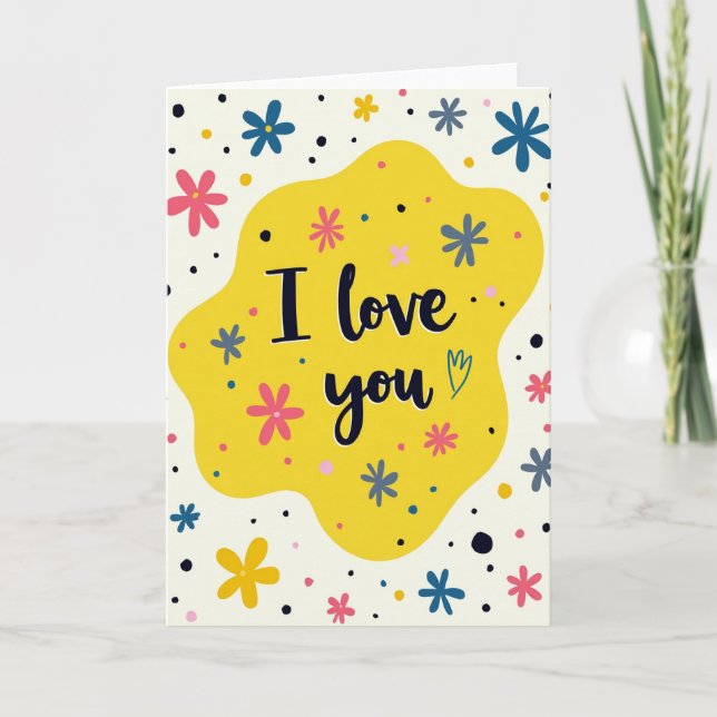 Tarjeta floral simple te amo (Anverso)