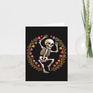 Tarjeta Floral Skeleton Gracioso Gótico Disfraz Halloween 