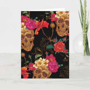 Tarjeta floral Skulls
