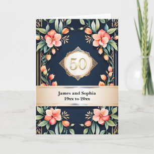 Tarjeta Floral sobre negro 50 aniversario de bodas