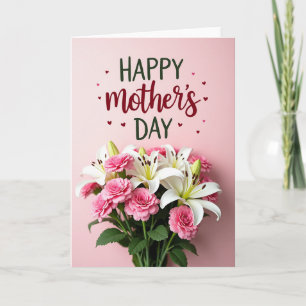 Tarjeta floral suave de día rosa