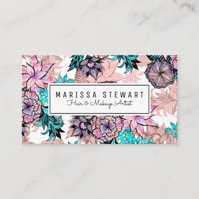Tarjeta floral subió acuarela femenina de la cita (Anverso)