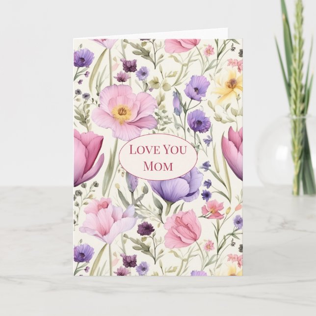 Tarjeta Floral “Te Amo Mamá” (Anverso)