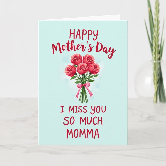 Tarjeta floral Te extraño mamá (Anverso)