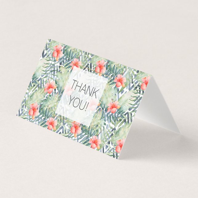 Tarjeta Floral tribal tropical hibiscus Gracias (Anverso)