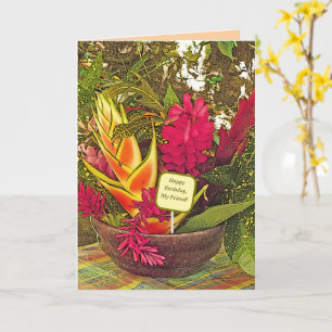 Tarjeta Floral tropical / Feliz cumpleaños, mi amigo