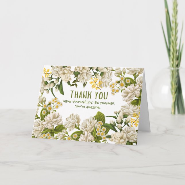 Tarjeta Floral verde beige personalizada (Anverso)