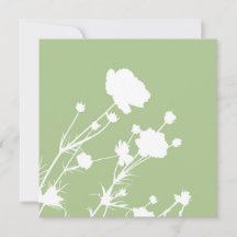 Tarjeta floral verde y blanca