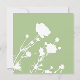 Tarjeta floral verde y blanca