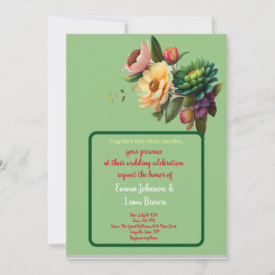 tarjeta floral vibrante invitación a la boda