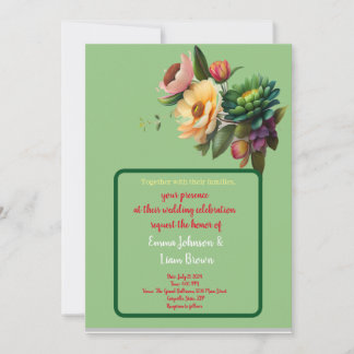 tarjeta floral vibrante invitación a la boda