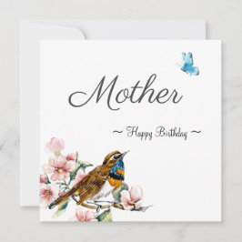 tarjeta floral vintage de ave de cumpleaños feliz 