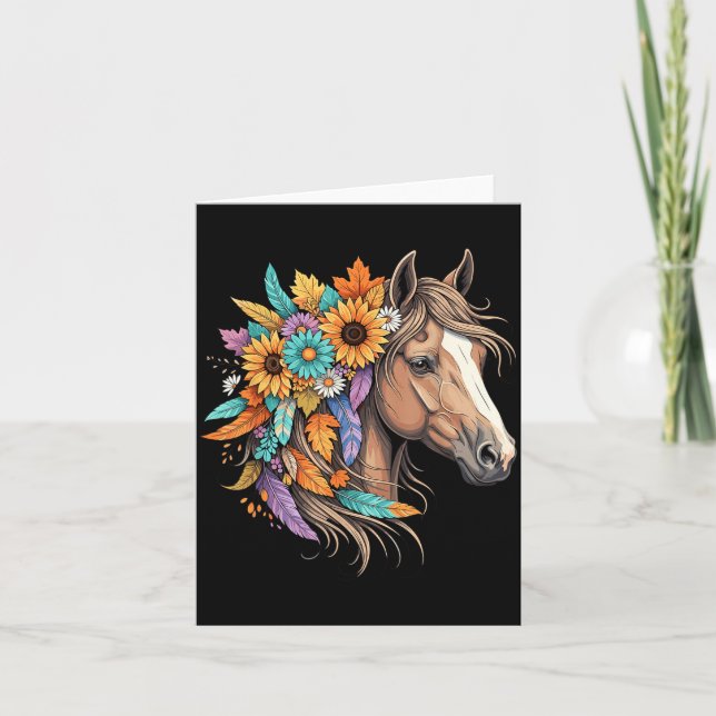 Tarjeta Floral Wild Horse Country Horse Riding Women Girls (Anverso)