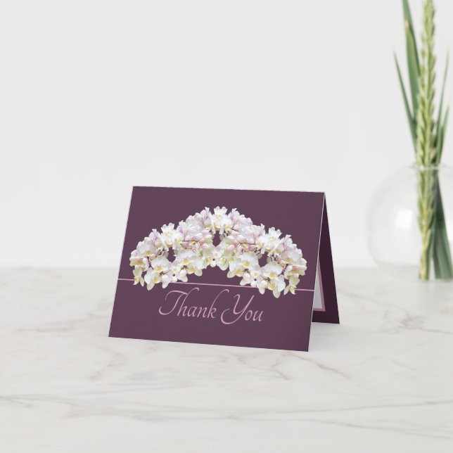 Tarjeta Floral Wreath White Orchids Chic Floral Thank You (Anverso)