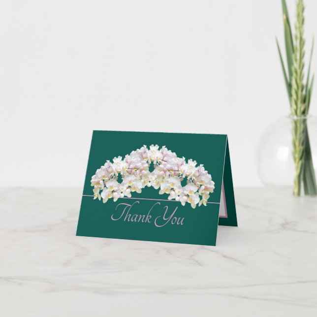 Tarjeta Floral Wreath White Orchids Chic Floral Thank You (Anverso)