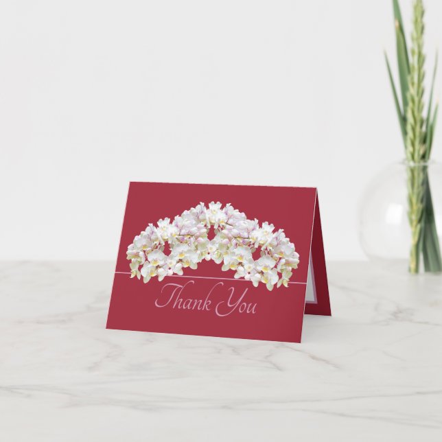 Tarjeta Floral Wreath White Orchids Chic Floral Thank You (Anverso)
