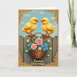 Tarjeta floral y de aves en primavera
