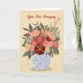 Tarjeta Floral "You Are Amazing" Folded Card - blank insid