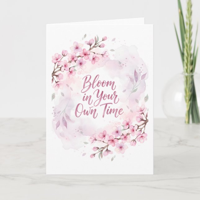 Tarjeta Florece a Tu Propio Ritmo – Sakura Acuarela (Anverso)