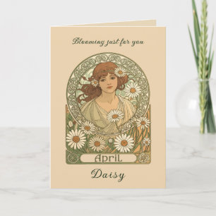 Tarjeta Florecer de margarita vintage Art Nouveau