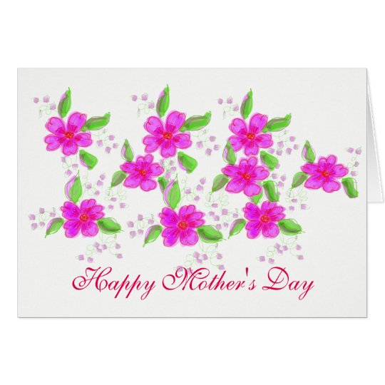 Tarjeta florecida rosada bonita del día de madres