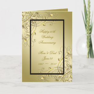 Tarjeta Floreciente aniversario de los 50 Bodas negros