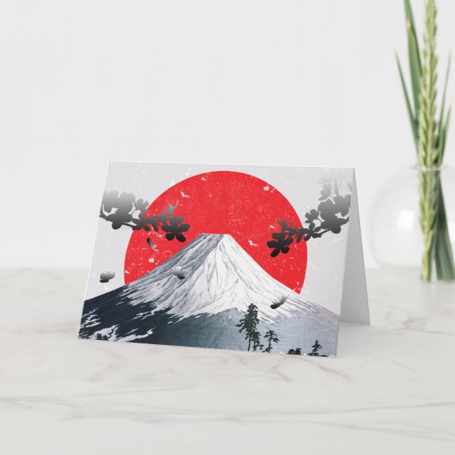 Tarjeta Florecimiento de cerezos en el Fuji Japón (Anverso)
