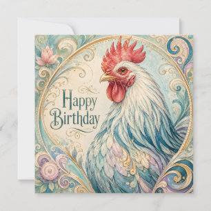 Tarjeta Florecimiento de Cumpleaños del Gallo Regio