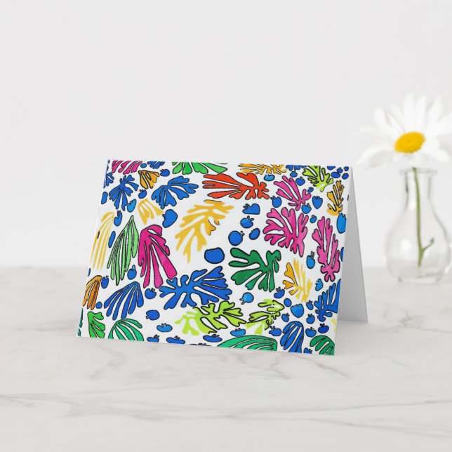 Tarjeta Flores abstractas, estilo matisse (Planta pequeña)