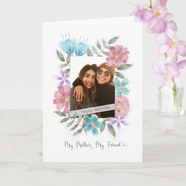 Tarjeta Flores acuarelas de la foto de la madre Personaliz (Orquídea)