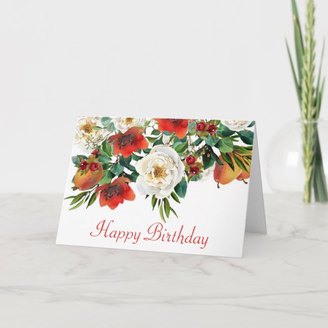 Tarjeta Flores acuáticas, bayas y frutas (Anverso)