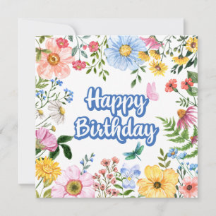 Tarjeta Flores acuáticas de cumpleaños felices
