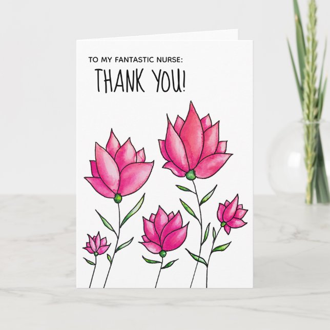 Tarjeta Flores acuáticas de enfermera Gracias (Anverso)