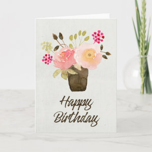 Tarjeta Flores acuáticas en la carta de cumpleaños de la m