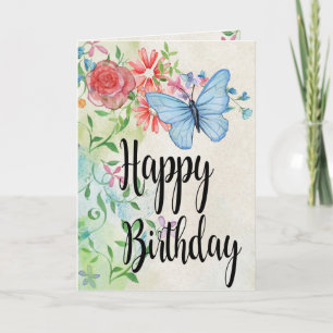 Tarjeta Flores acuáticas felices cumpleaños